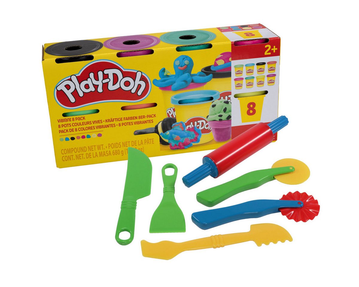 peveha24 Knete Play-Doh 8er Pack Knete mit GOWI Knetwerkzeug 6tlg. im Set Bild 2