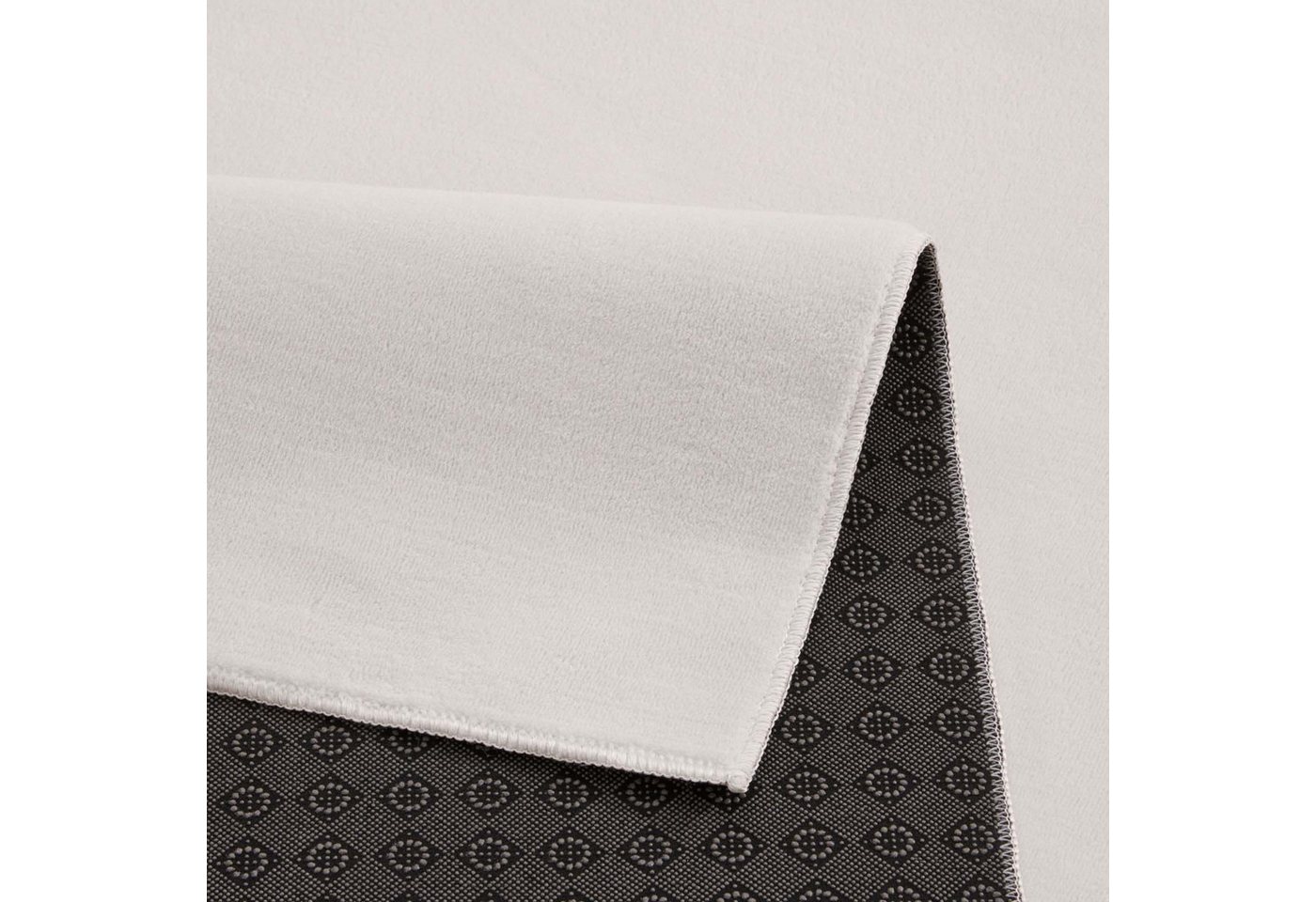 TaCa Home Teppich Kurzflor-Teppich Uni, rechteckig, Höhe: 9 mm, Wohnzimmer Schlafzimmer Esszimmer, creme - 60 x 120 cm Bild 2