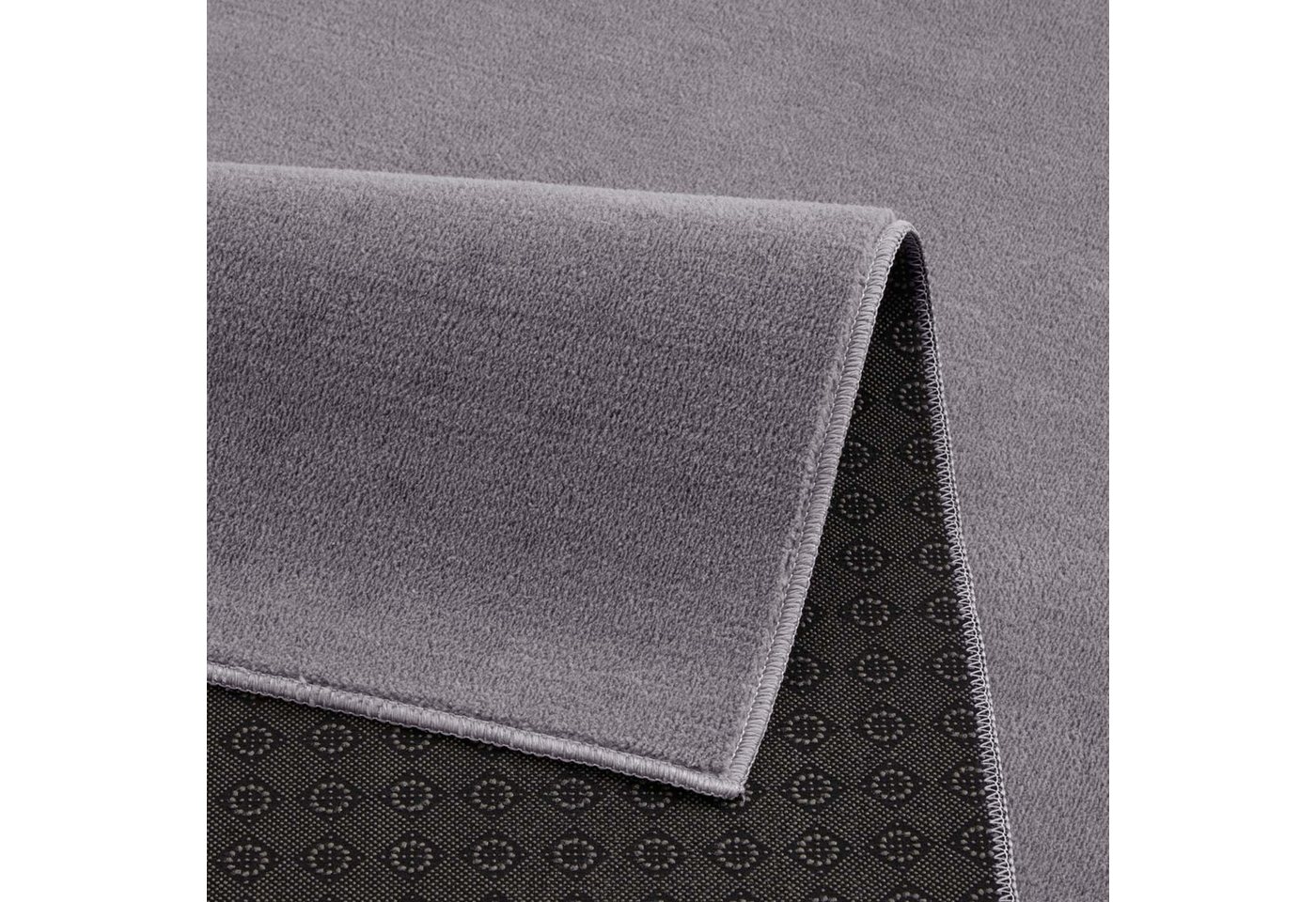 TaCa Home Teppich Kurzflor-Teppich Uni, rechteckig, Höhe: 9 mm, Wohnzimmer Schlafzimmer Esszimmer, grau - 60 x 120 cm Bild 2