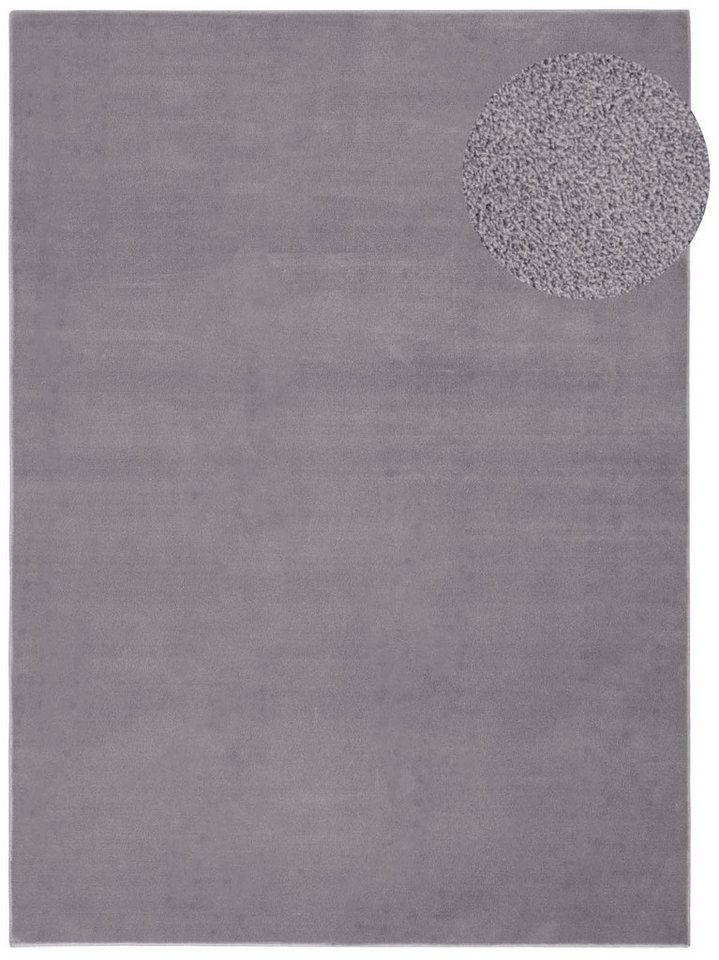 TaCa Home Teppich Kurzflor-Teppich Uni, rechteckig, Höhe: 9 mm, Wohnzimmer Schlafzimmer Esszimmer, grau - 60 x 120 cm Bild 4