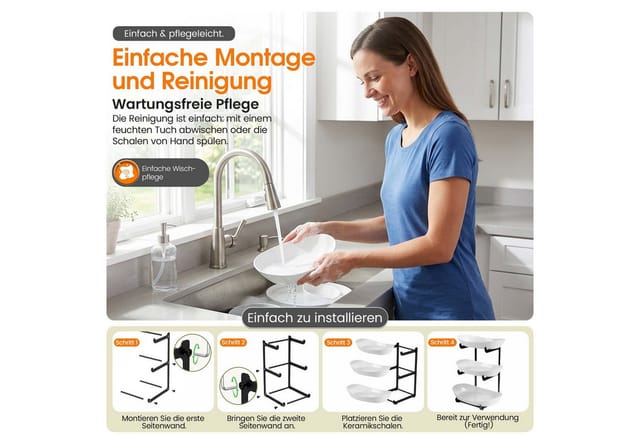 Roxlin Etagere Obstkorb 2 Etagen, Obstständer für Küchenarbeitsplatte, 3-Etagen