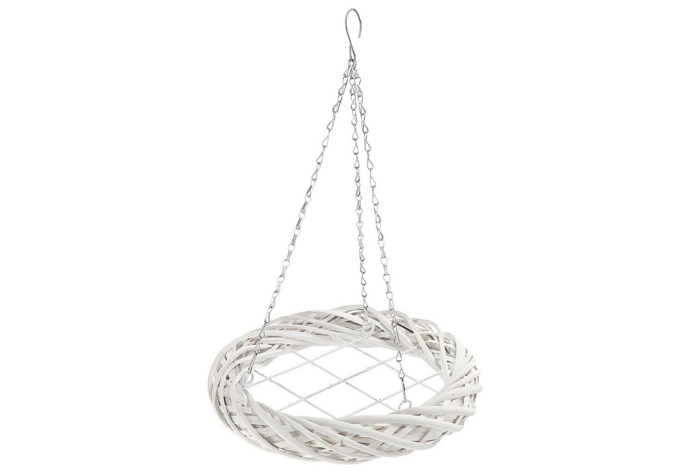 CEPEWA Dekokranz Weidenkranz zum Aufhängen oder Legen 35cm weiß Metallkette Dekokranz