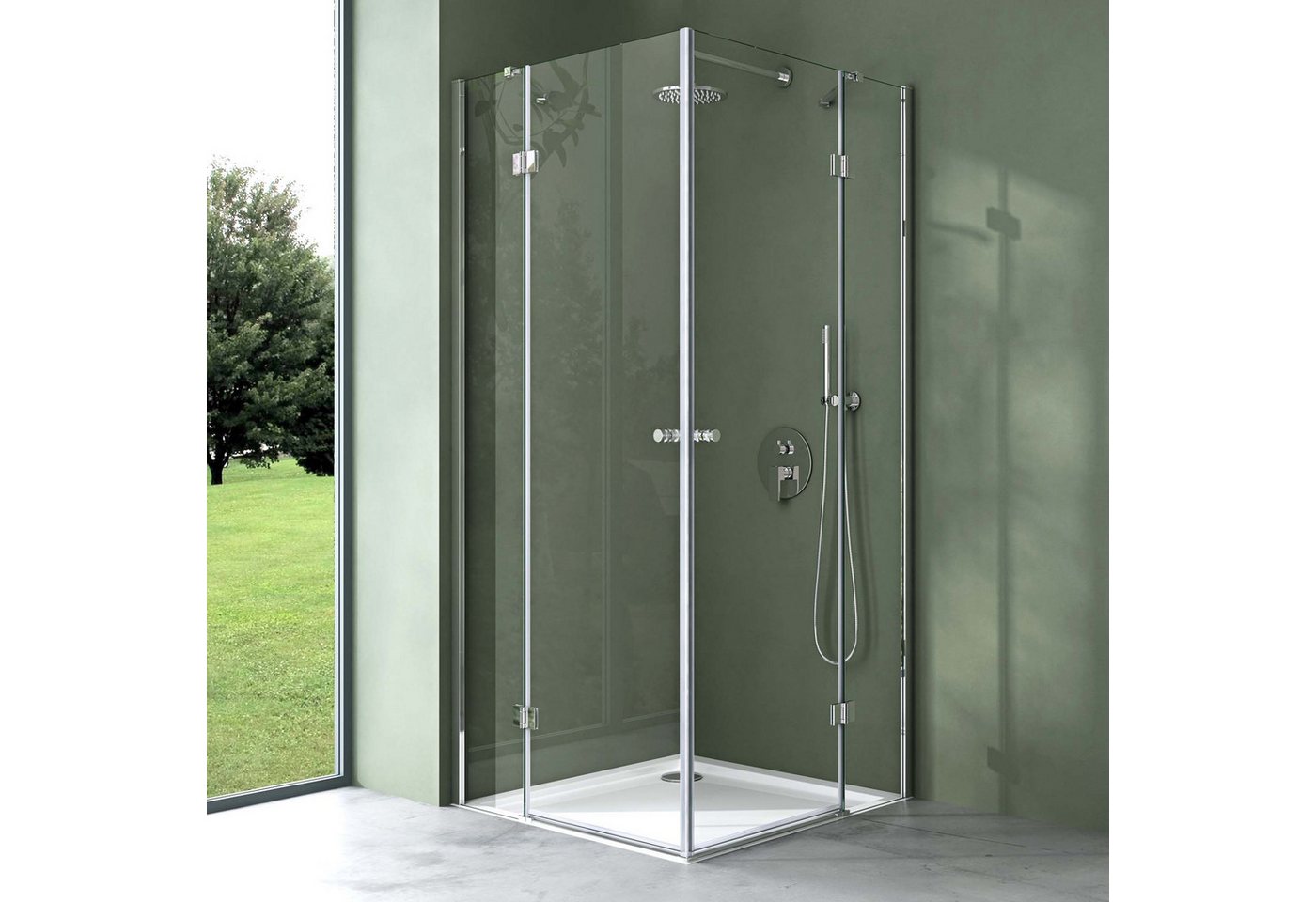 Mai & Mai Eckdusche Duschkabine Dusche Eckeinstieg Duschabtrennung ESG Glas mit NANO R01, BxT: 90x90 cm Bild 2