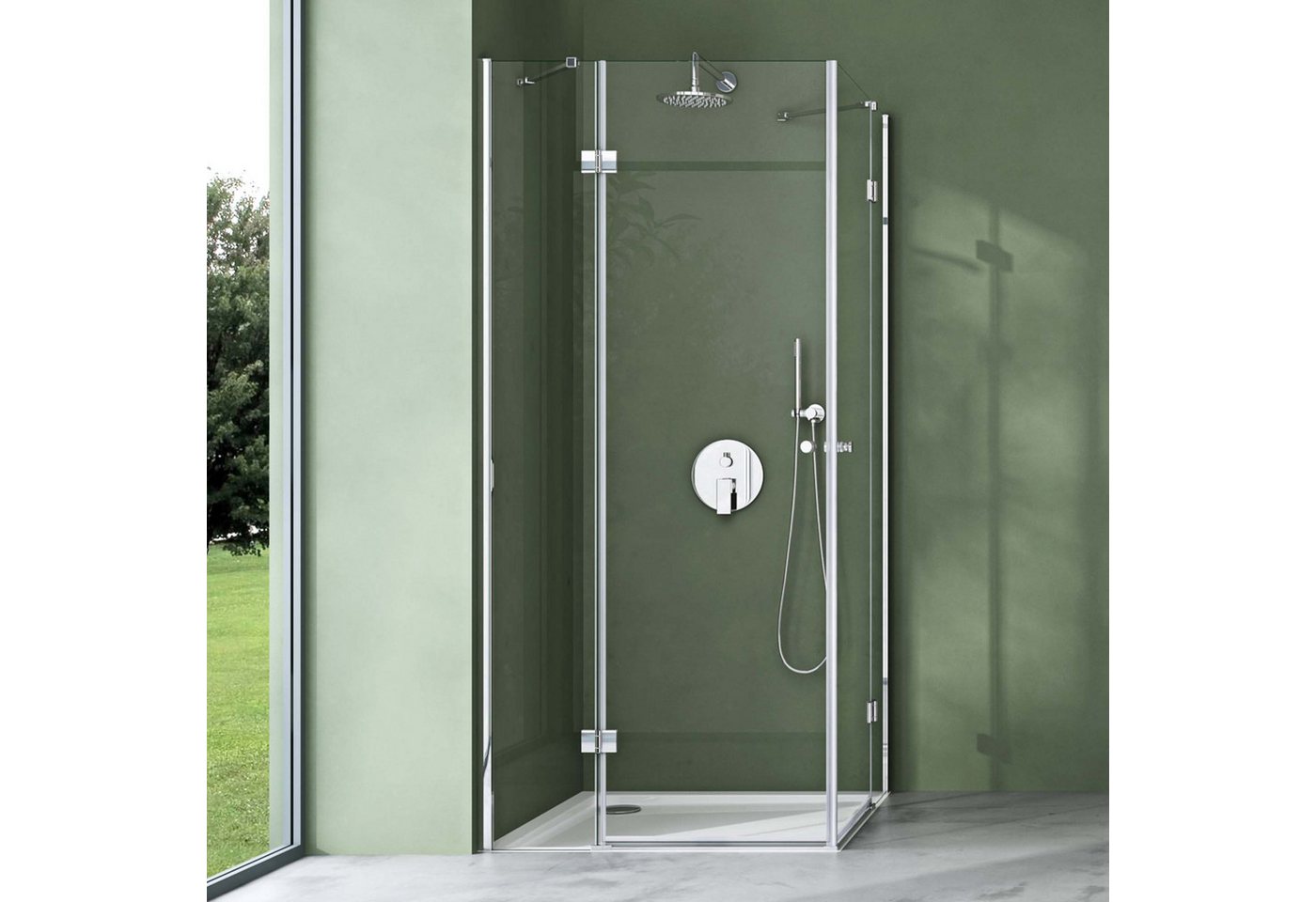 Mai & Mai Eckdusche Duschkabine Dusche Eckeinstieg Duschabtrennung ESG Glas mit NANO R01, BxT: 90x90 cm Bild 4