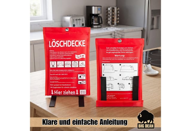 BigDean Pulver-Feuerlöscher mit Halterung Manometer Auto Boot Europa, Löschpulver, (1-St) 1 Feuerlöscher inkl. 1 Löschdecke