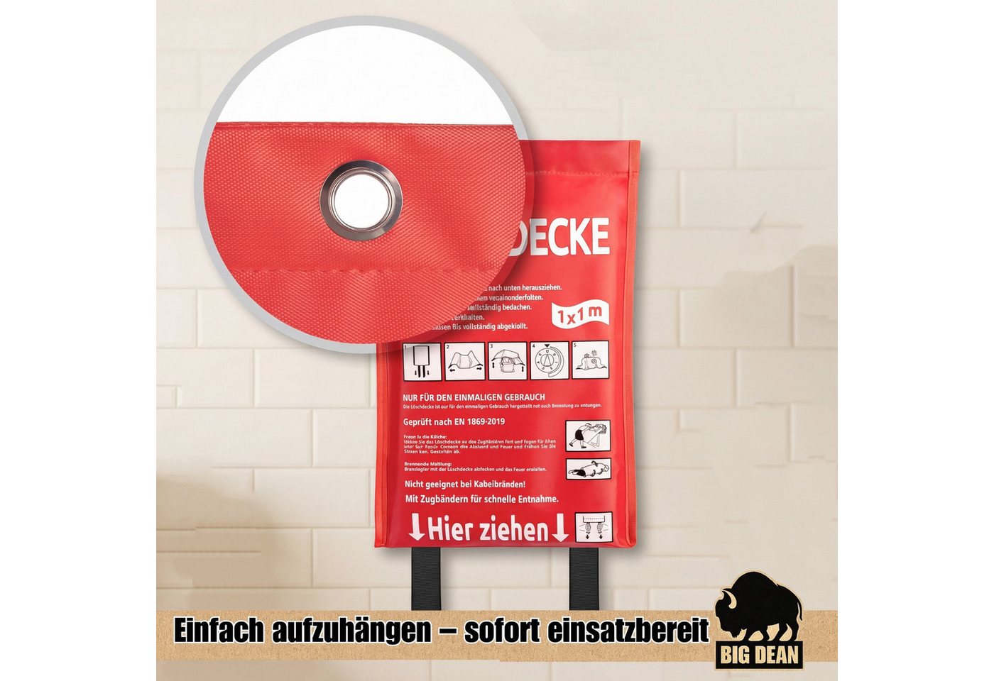 BigDean Pulver-Feuerlöscher mit Halterung Manometer Auto Boot Europa, Löschpulver, (1-St) 1 Feuerlöscher inkl. 1 Löschdecke Bild 5