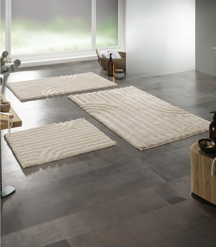 casa NOVA Badematte MINORI, Cremeweiß, Baumwolle, rechteckig, waschbar bis 40 °C, L 60 x B 50 cm Bild 2