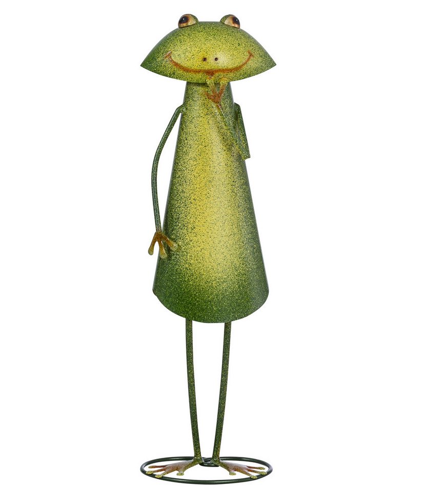 Dehner Gartenfigur Frosch, stehend, 66 x 20 x 14 cm, Metall, handbemalte, frostbeständige Gartenfigur, auch für Indoor geeignet
