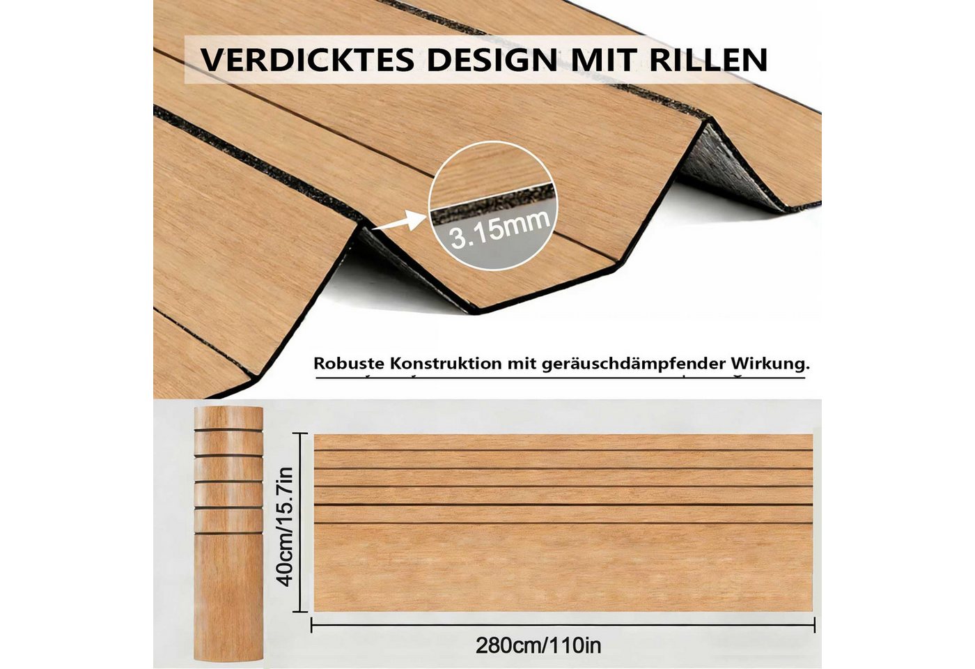 Diwzbyn 3D Wandpaneel Mustertapete Selbstklebende Wandtapete in Holzoptik Abziehbare, Dekorative PVC-Tapete – wasserfest, schallisolierend, Holzmaserung Bild 4