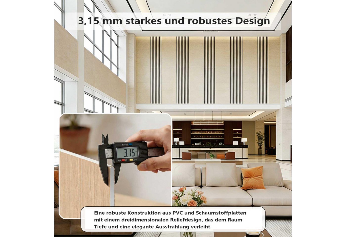 Diwzbyn 3D Wandpaneel Mustertapete Selbstklebende Wandtapete in Holzoptik Abziehbare, Dekorative PVC-Tapete – wasserfest, schallisolierend, Holzmaserung Bild 5