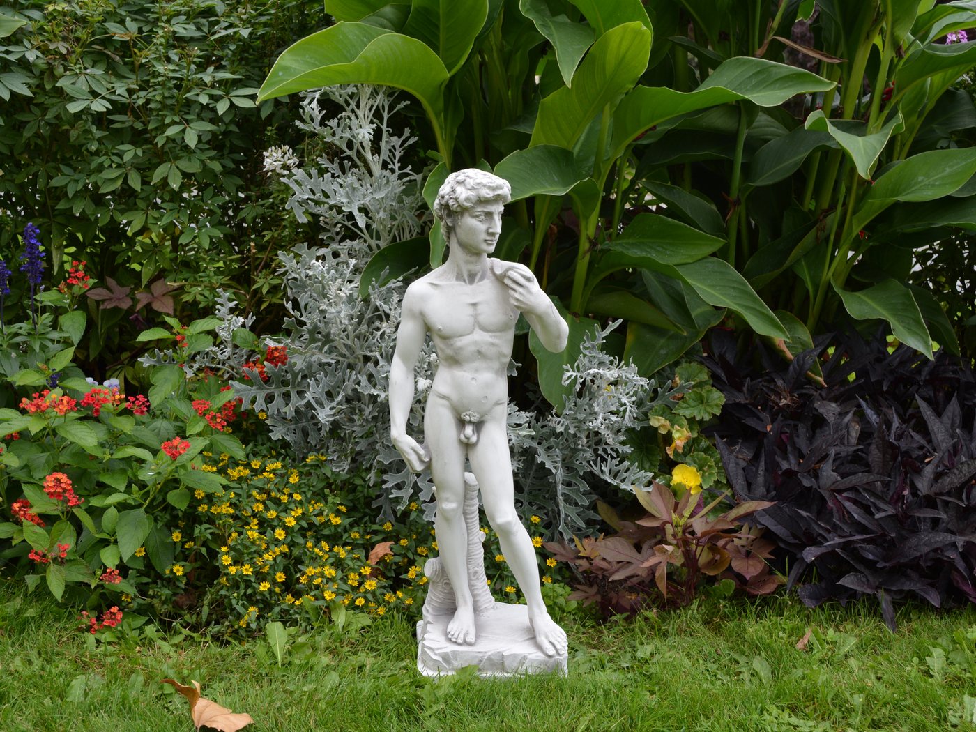 gartendekoparadies.de Gartenfigur Statue David von Michelangelo, Steinfigur, H. 58 cm, 9 kg, Frostsicher