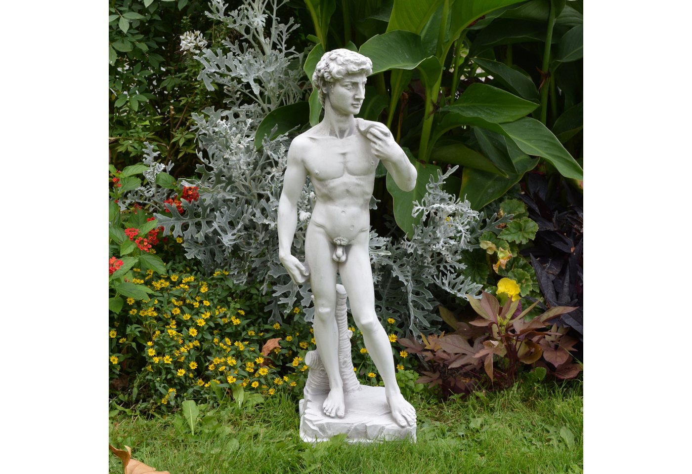 gartendekoparadies.de Gartenfigur Statue David von Michelangelo, Steinfigur, H. 58 cm, 9 kg, Frostsicher Bild 5
