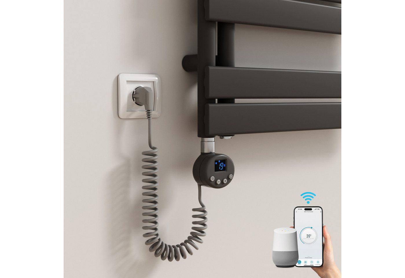 MEYKOERS Heizstab Smart Elektro Heizstab App/WLAN-Steuerung für Badheizkörper 300W-1200W, App/WLAN-Steuerung Bild 2