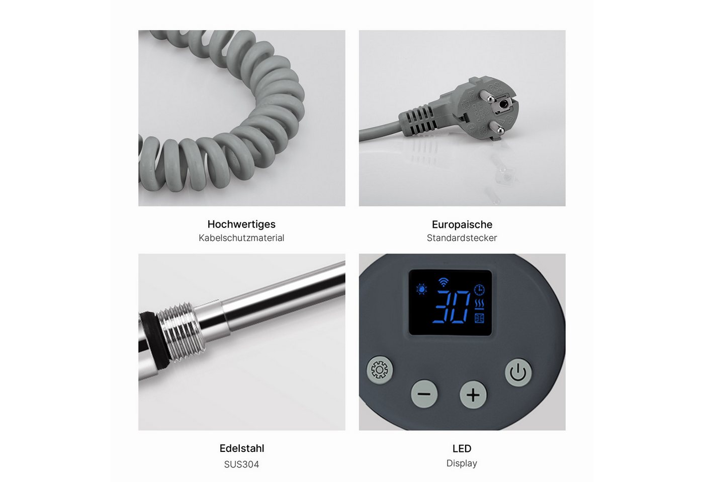 MEYKOERS Heizstab Smart Elektro Heizstab App/WLAN-Steuerung für Badheizkörper 300W-1200W, App/WLAN-Steuerung Bild 4