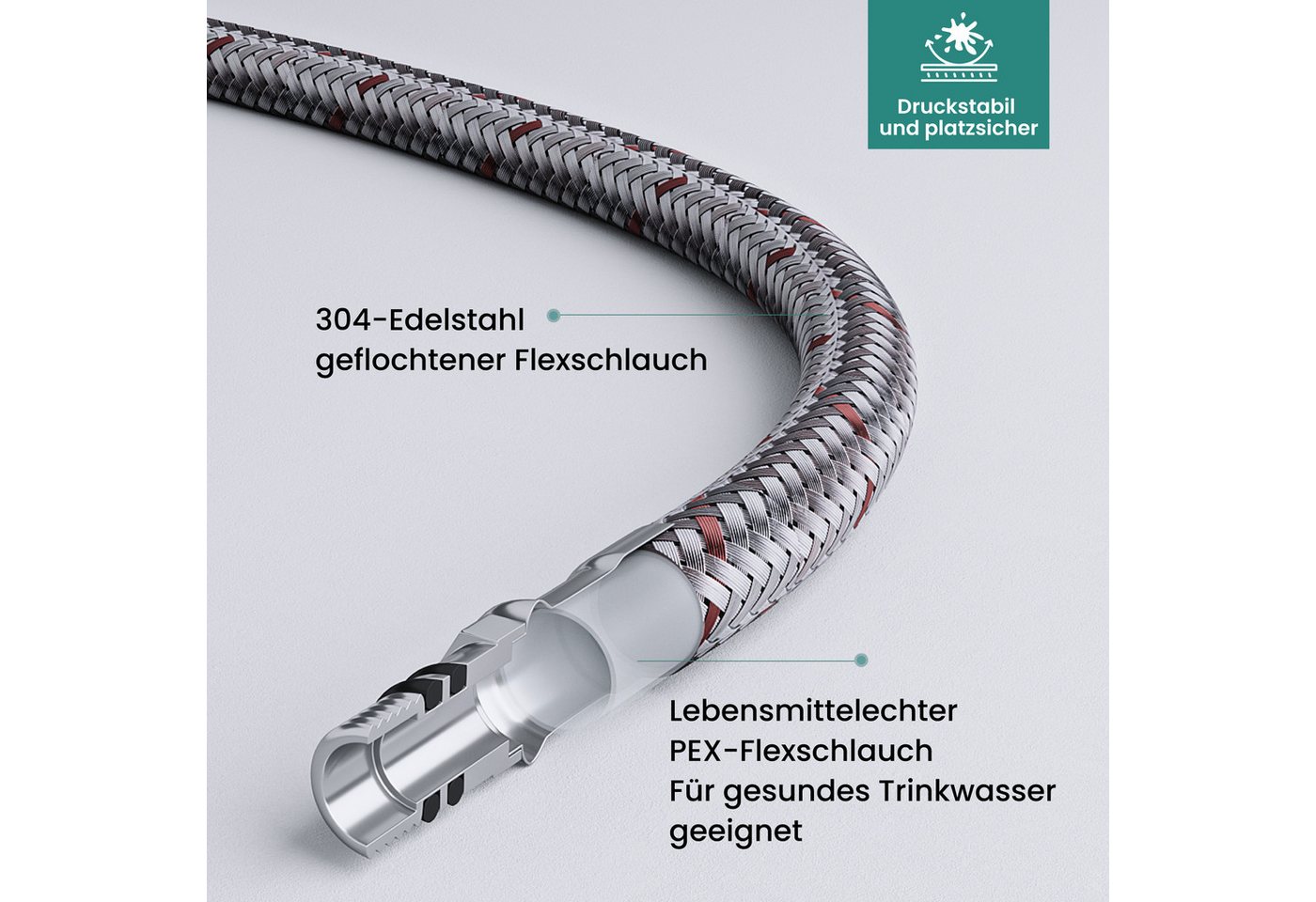 Mai & Mai Küchenarmatur Spültischarmatur 360° schwenkbar ausziehbar aus 304-Edelstahl Turnix04 Wasserhahn Küche mit Brause, 2 Strahlarten