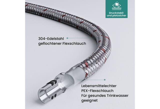 Mai & Mai Küchenarmatur Spültischarmatur 360° schwenkbar ausziehbar aus 304-Edelstahl Turnix04 Wasserhahn Küche mit Brause, 2 Strahlarten