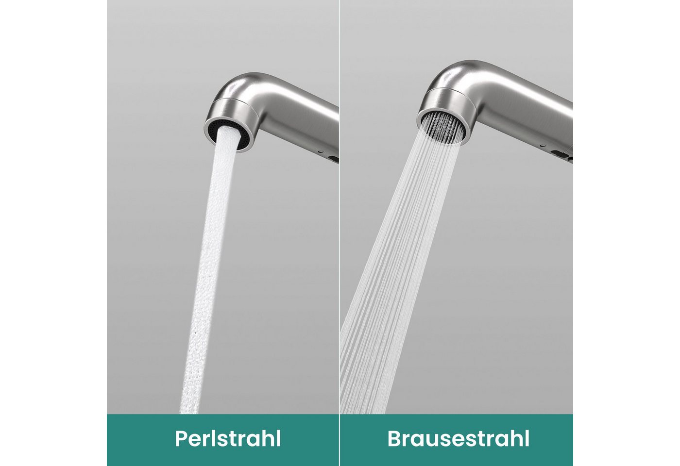 Mai & Mai Küchenarmatur Spültischarmatur 360° schwenkbar ausziehbar aus 304-Edelstahl Turnix04 Wasserhahn Küche mit Brause, 2 Strahlarten Bild 3