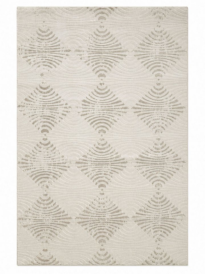 Vimoda Designteppich Boho Design Kurzflor Teppich 3D Hoch-Tief-Effekt, Rechteckig, Höhe: 12 mm, Teppich Wohnzimmer & Schlafzimmer