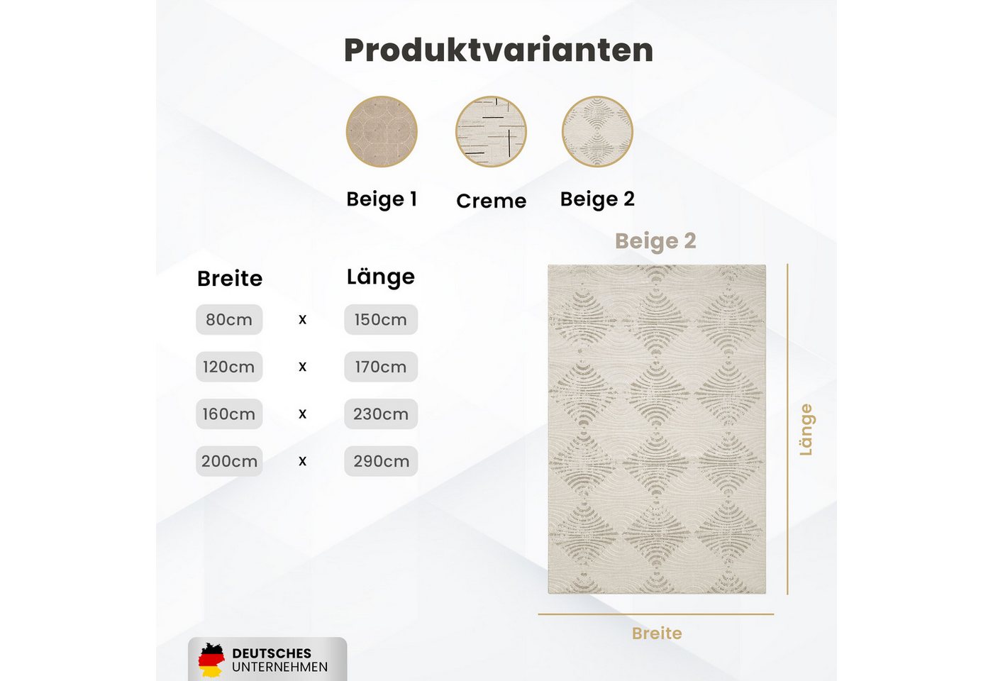 Vimoda Designteppich Boho Design Kurzflor Teppich 3D Hoch-Tief-Effekt, Rechteckig, Höhe: 12 mm, Teppich Wohnzimmer & Schlafzimmer Bild 3