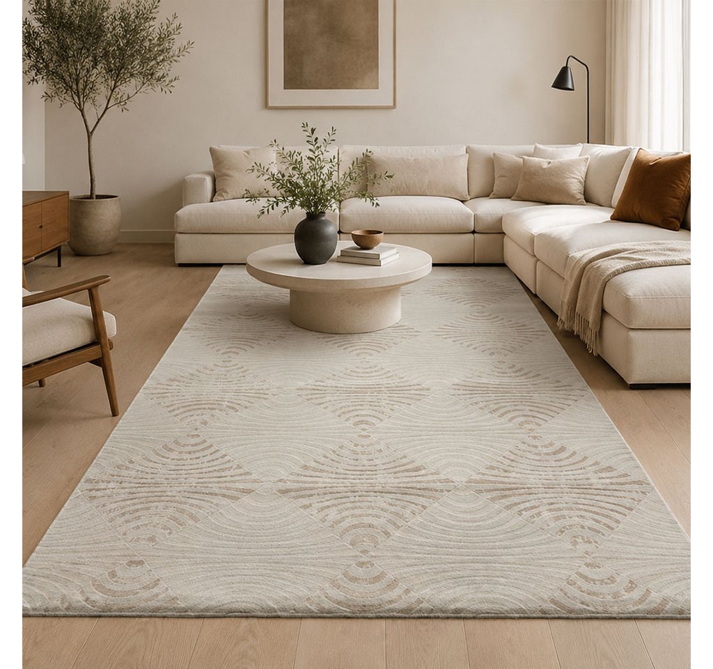 Vimoda Designteppich Boho Design Kurzflor Teppich 3D Hoch-Tief-Effekt, Rechteckig, Höhe: 12 mm, Teppich Wohnzimmer & Schlafzimmer Bild 4