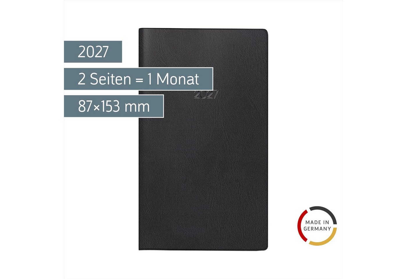 BRUNNEN Taschenkalender BRUNNEN Taschenkalender Mod. 746 2027, A6, Kunststoff, schwarz Bild 5