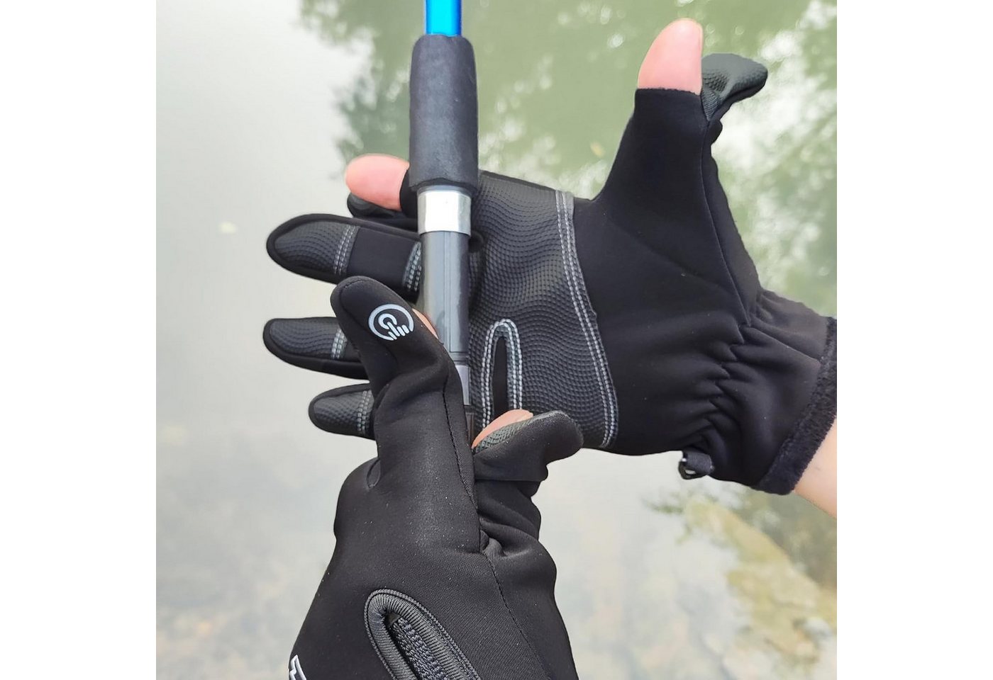 Cachito Fahrradhandschuhe Thermo Handschuhe Winter Anti-Rutsch Touchscreen Sporthandschuhe Für Fahrrad, Laufen, Wandern, Fahren
