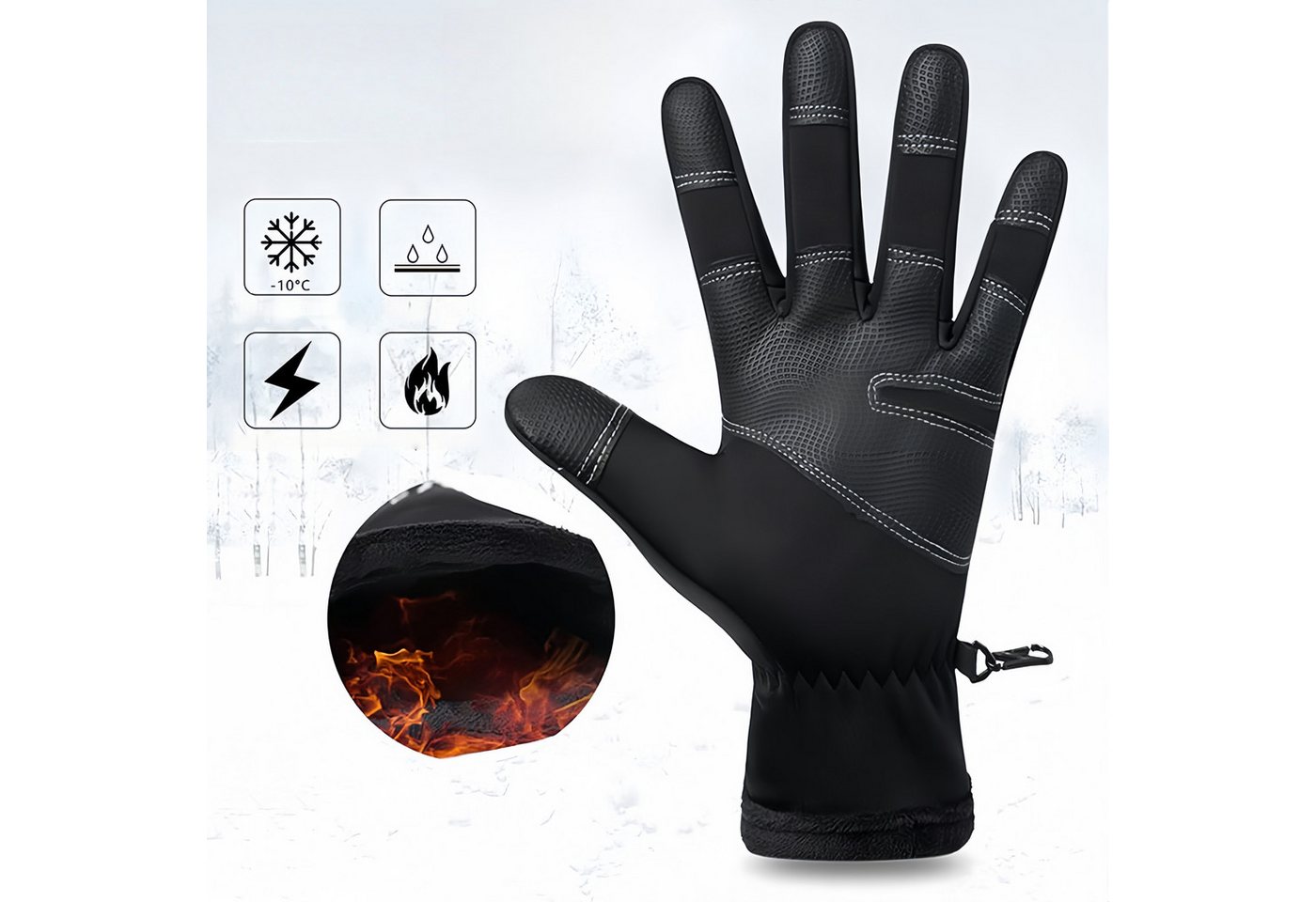 Cachito Fahrradhandschuhe Thermo Handschuhe Winter Anti-Rutsch Touchscreen Sporthandschuhe Für Fahrrad, Laufen, Wandern, Fahren Bild 2