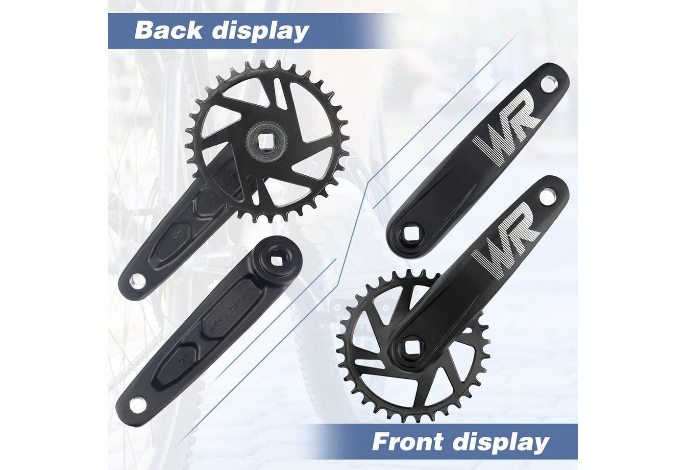 LuxusKollektion Fahrradkurbel Kurbelgarnitur 170mm 34T 36T 38T SingleSpeed MTB BMX Rennrad 32T Bild 2