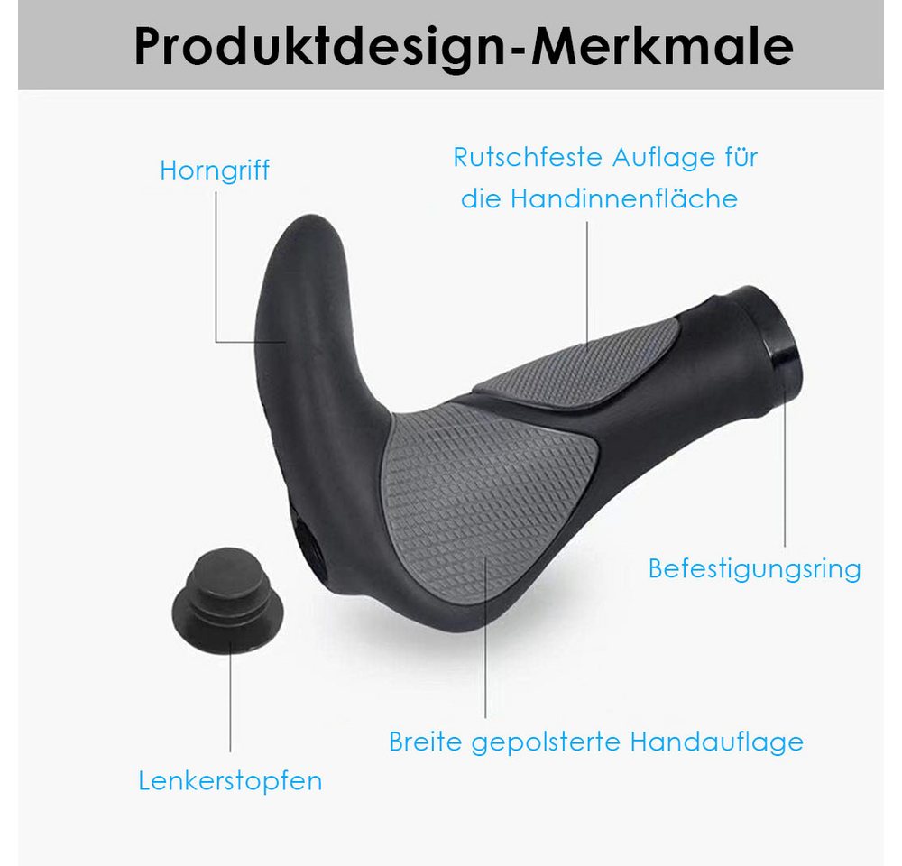 AFKSMILE Fahrradlenkergriff Fahrradgriffe ergonomisch, Lenkergriffe für MTB, Trekkingrad, E-Bike, Faltrad Griffe mit Zwei Seiten Lock-On Design aus rutschfestem Gummi