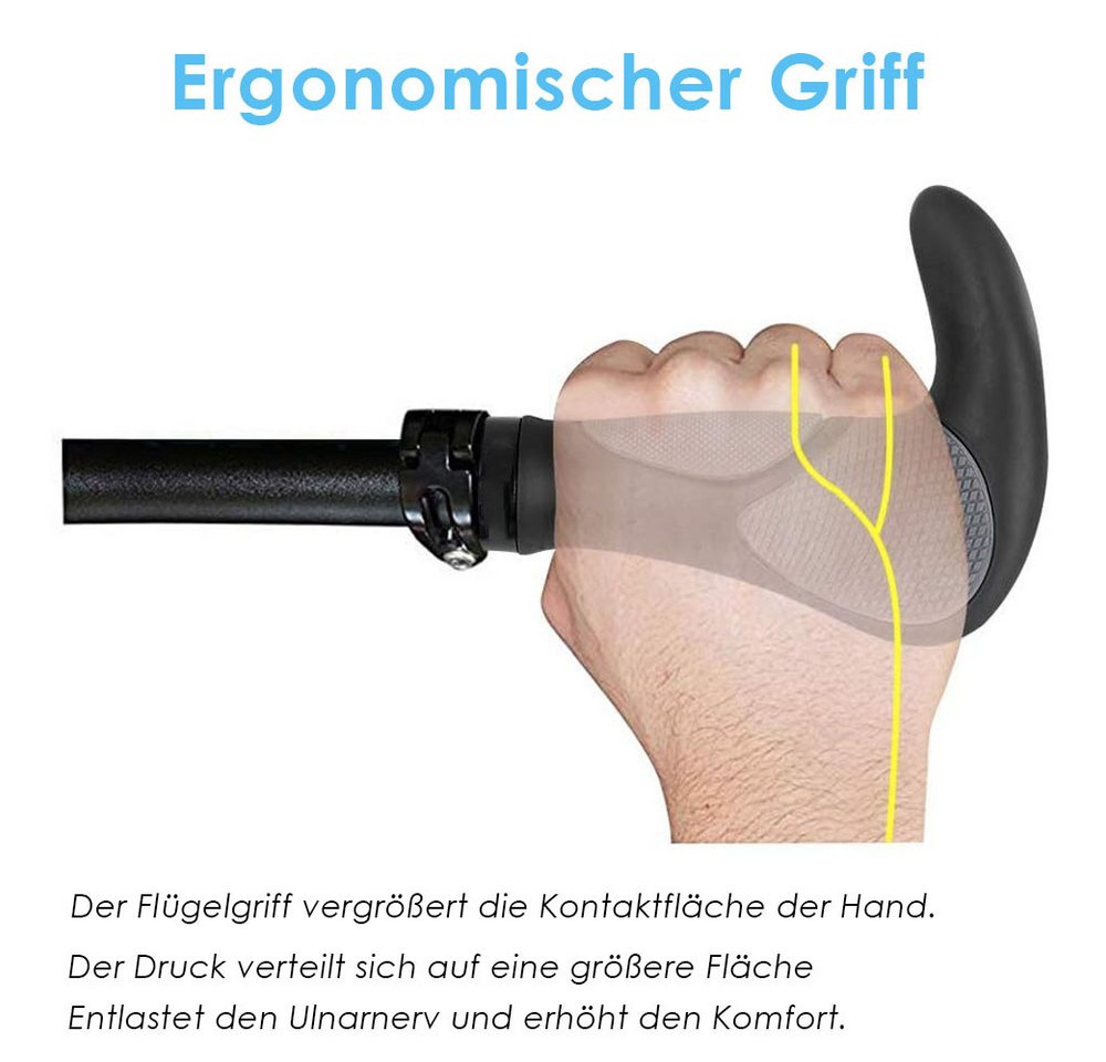 AFKSMILE Fahrradlenkergriff Fahrradgriffe ergonomisch, Lenkergriffe für MTB, Trekkingrad, E-Bike, Faltrad Griffe mit Zwei Seiten Lock-On Design aus rutschfestem Gummi Bild 3