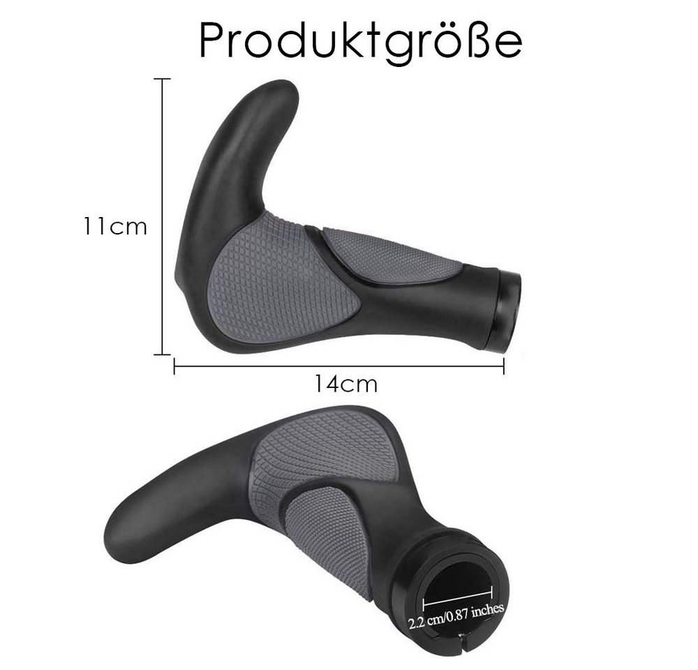 AFKSMILE Fahrradlenkergriff Fahrradgriffe ergonomisch, Lenkergriffe für MTB, Trekkingrad, E-Bike, Faltrad Griffe mit Zwei Seiten Lock-On Design aus rutschfestem Gummi Bild 5