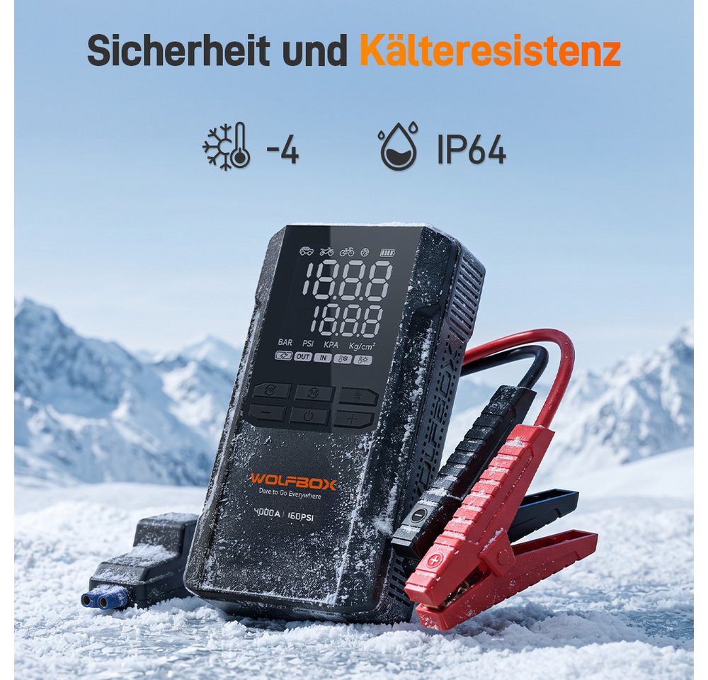 WOLFBOX WOLFBOX 4000A Starthilfe mit 160 PSI Kompressor Starthilfegerät (12 V, 1 St), 12 V Batterie-Booster, 10L Benzin/10L Diesel Bild 5