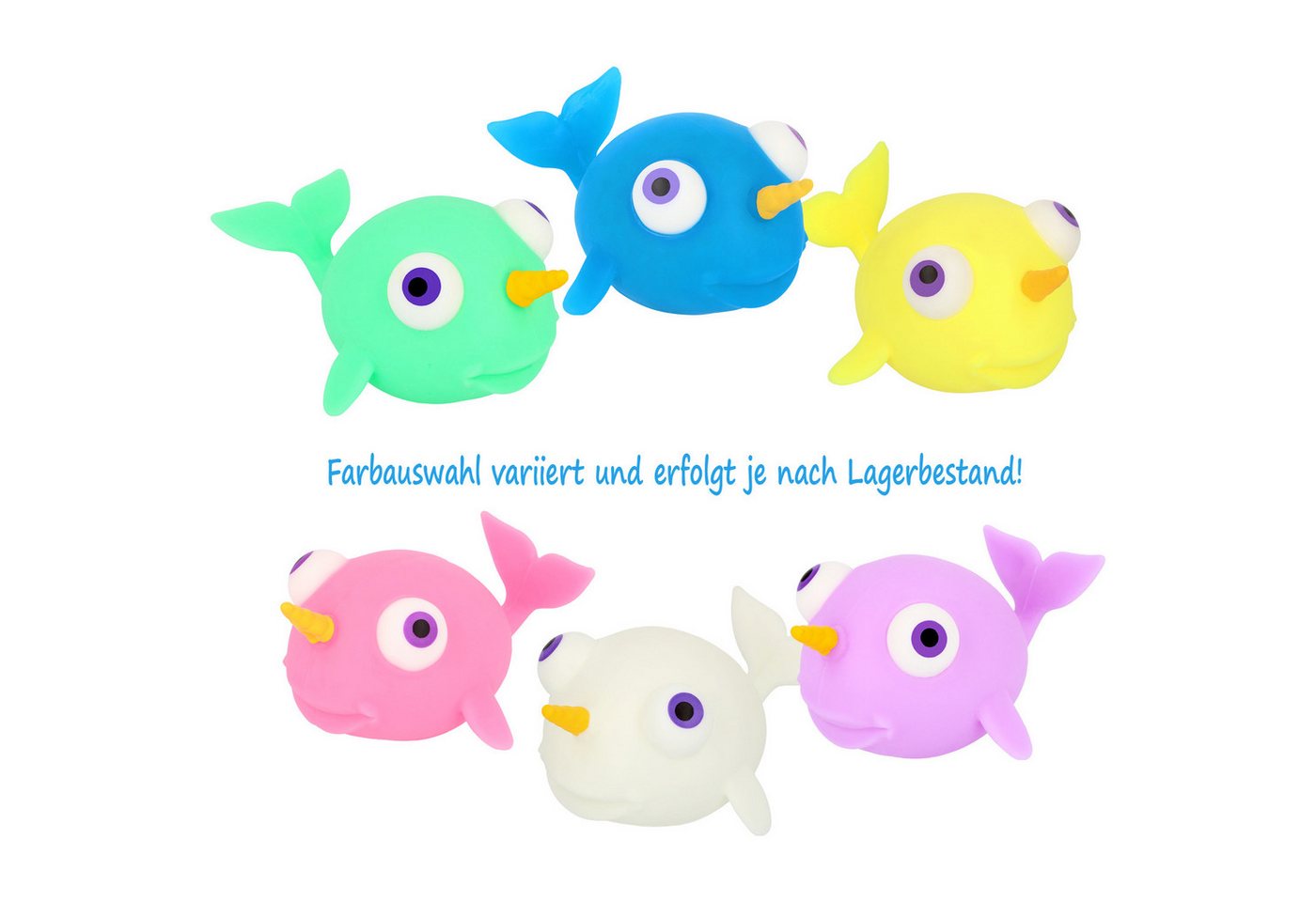 com-four Anti-Stress-Ball Anti-Stress-Figur, Squeeze Spielzeug Narwal (2-St), Quetsch-Ball für Kinder und Erwachsene Bild 2