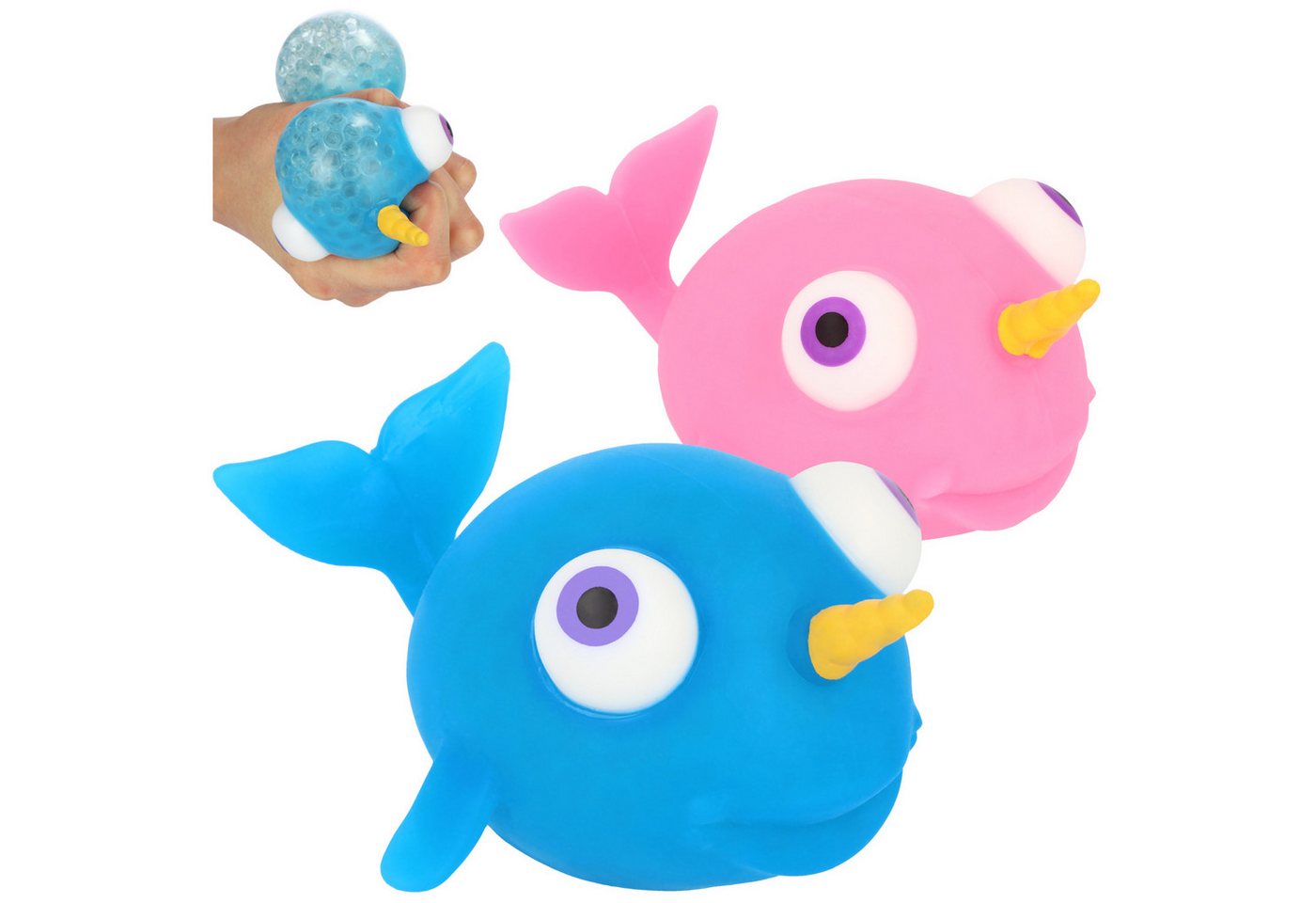 com-four Anti-Stress-Ball Anti-Stress-Figur, Squeeze Spielzeug Narwal (2-St), Quetsch-Ball für Kinder und Erwachsene Bild 4