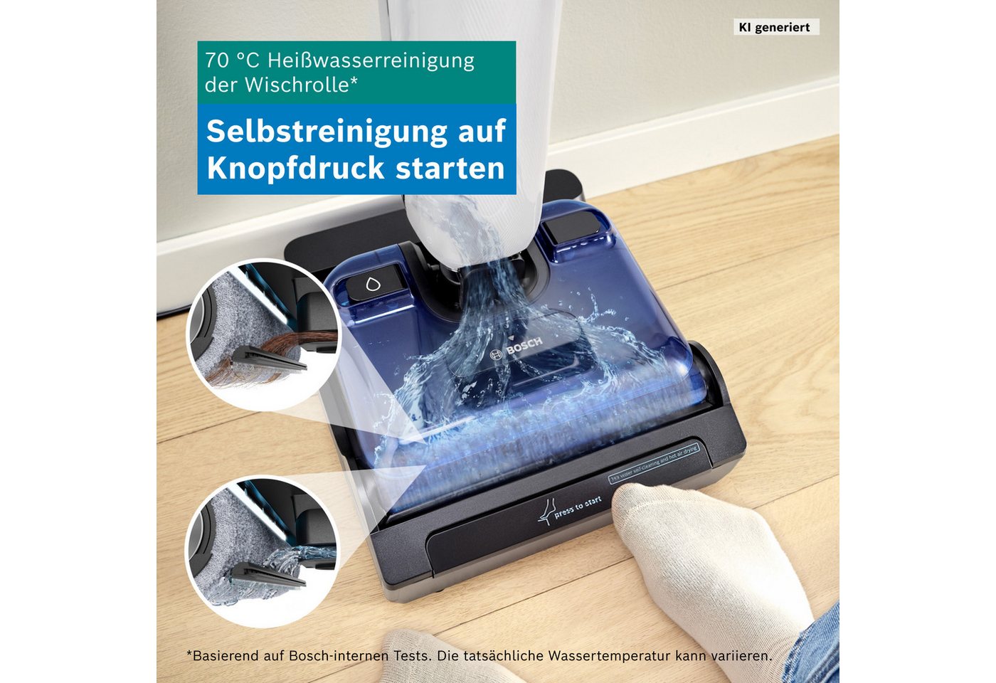 BOSCH Nass-Trocken-Sauger OneFlow Serie 4 BHF41WM/BHF41WS, Selbstreinigung, 24.000 PA Saugkraft, 250 W, beutellos, Anti-Haarverwicklung, LED-Licht, Schnelltrocknung, 40 min Akku / 150m²