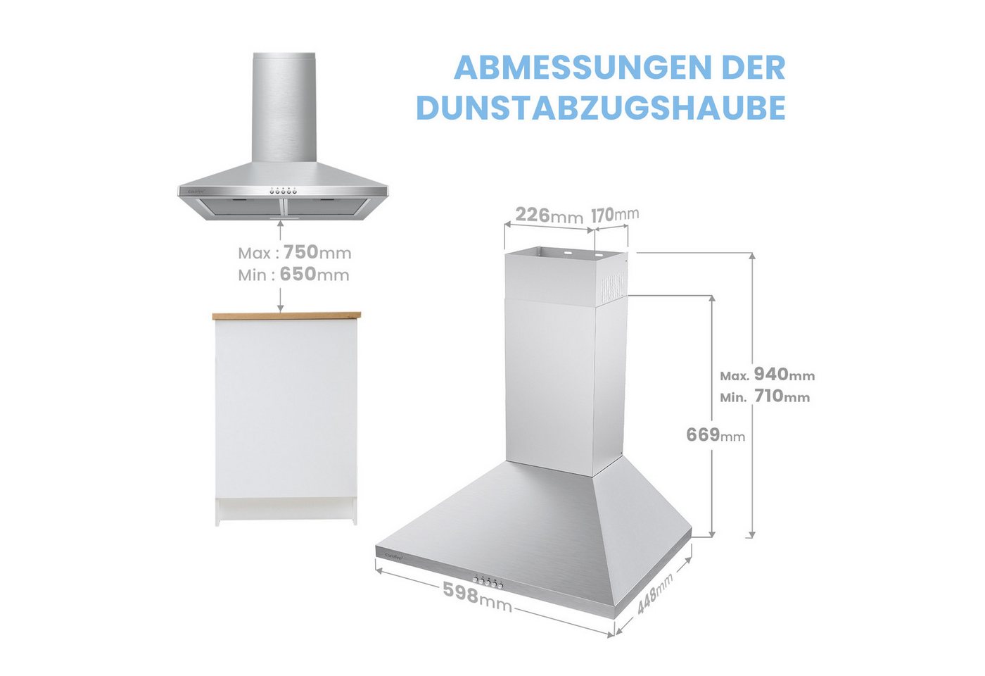 comfee Kaminhaube CH60A17EM400SS Kratzfest, LED-Beleuchtung, Rostfrei, Schmutzabweisend Bild 5