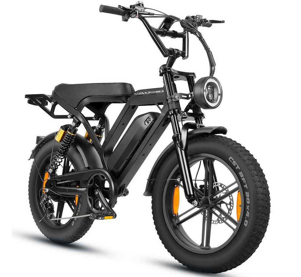 Vankel E-Bike Mountainbike E-Fahrrad 20” x 4.0” Damen u. Herren 720/1440Wh Max.108/216KM, Kettenschaltung, Heckmotor, 720 Wh, (Beleuchtungsset mit Batterieladegerät, Batterieschlüssel, Werkzeug), 48V 15Ah All-Terrain Elektrofahrrad mit Shimano 7-Gang Bild 3