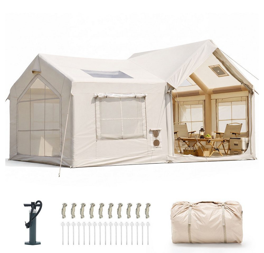 Meulbaty aufblasbares Zelt Aufblasbare Zelte für Camping (10-12 Personen Sonderformen), Personen: 12 (1 tlg., mit Luftpumpe, Kaminöffnung, Gampingzelt aus Oxford-Stoff), Air Glamping Zelte für 4 Jahreszeiten Camping Bild 2