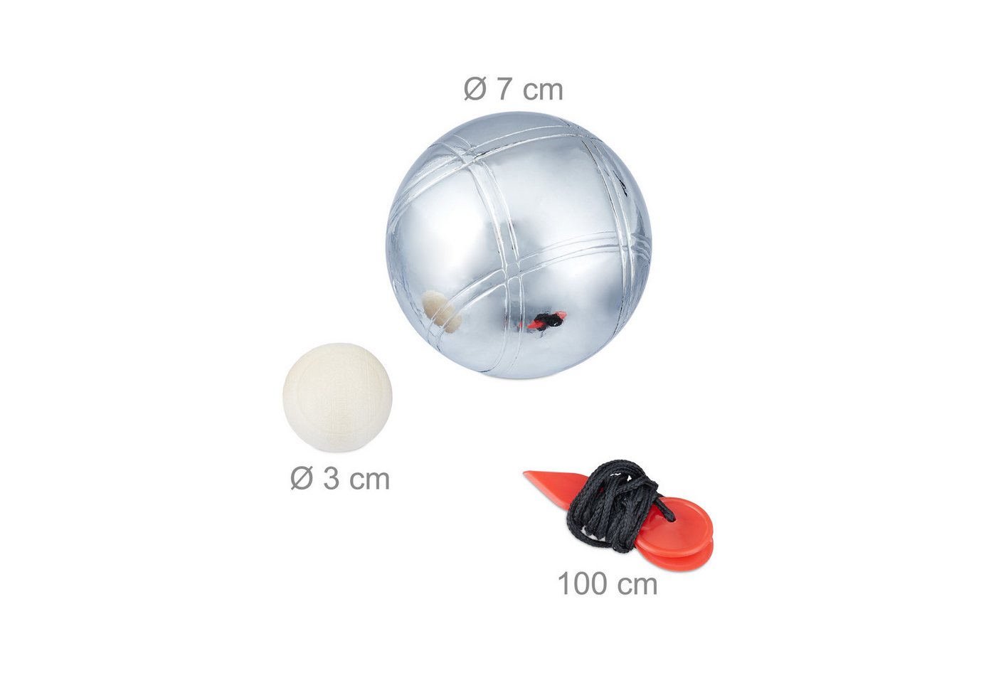 relaxdays Bowlingball 2 x Boule Set Metall 6 Kugeln (9-St) Bild 4