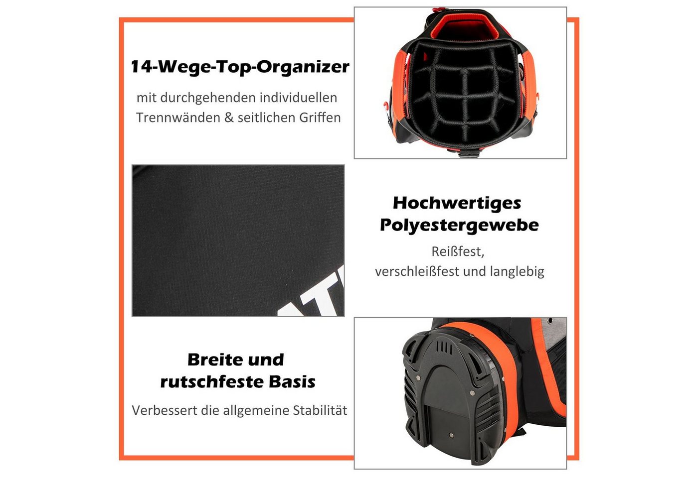 COSTWAY Golfbag-Regenschutz Golftasche, mit 14 Trennwänden