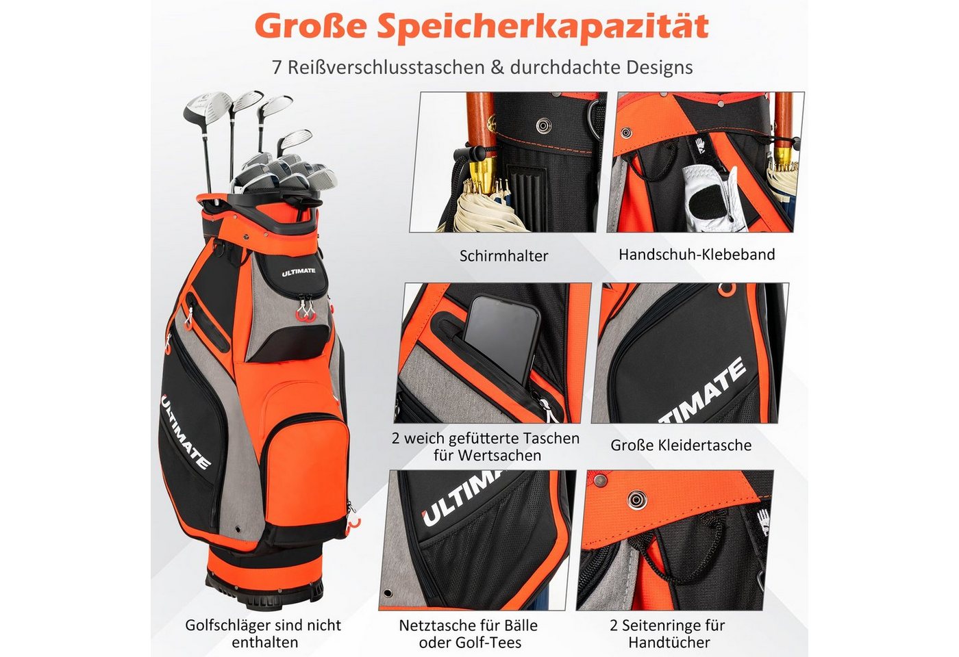 COSTWAY Golfbag-Regenschutz Golftasche, mit 14 Trennwänden Bild 4
