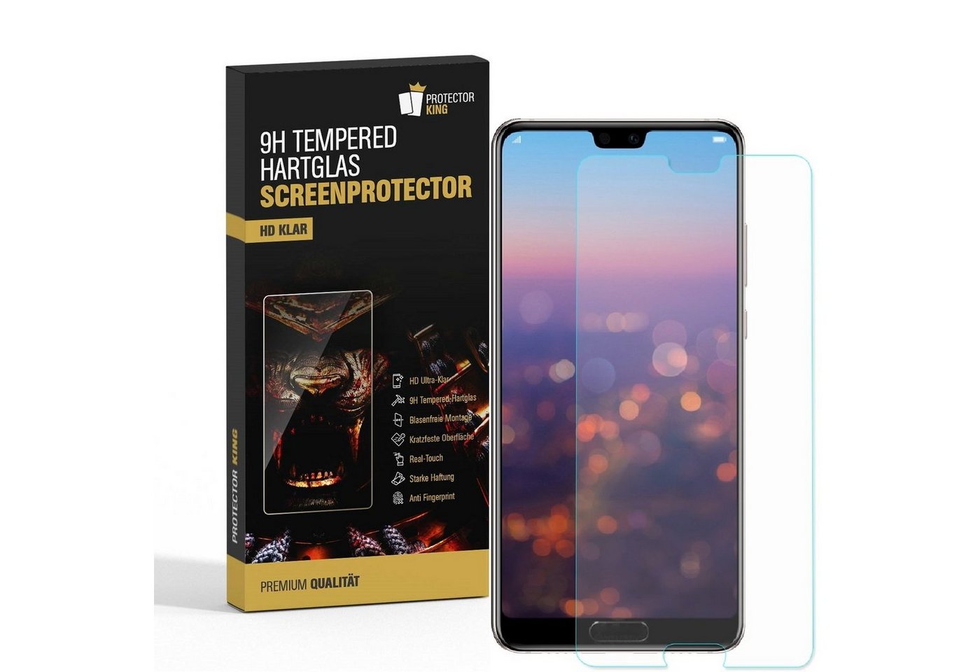 Protectorking Schutzfolie 1x 9H Panzerglas für Huawei P20 Displayschutz Schutzglas Hartglas, (1-Stück), Displayschutzglas, Schutzglas Echtglas Tempered 9H Härte HD-KLAR Bild 2