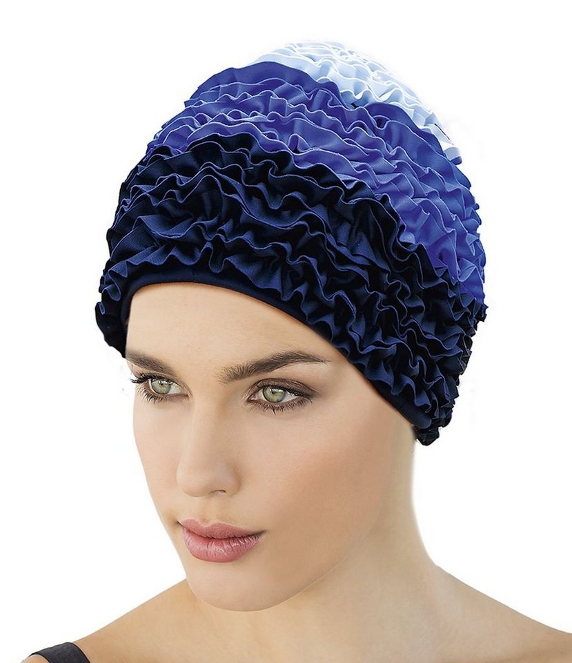 Fashy Badekappe Fashy - Badehaube Rüschen Blau (3449-50) Damen Badekappe