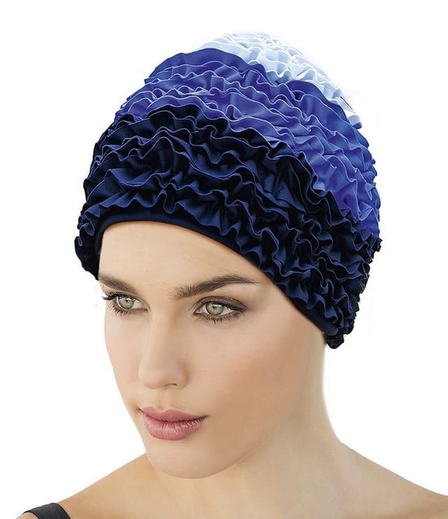 Fashy Badekappe Fashy - Badehaube Rüschen Blau (3449-50) Damen Badekappe