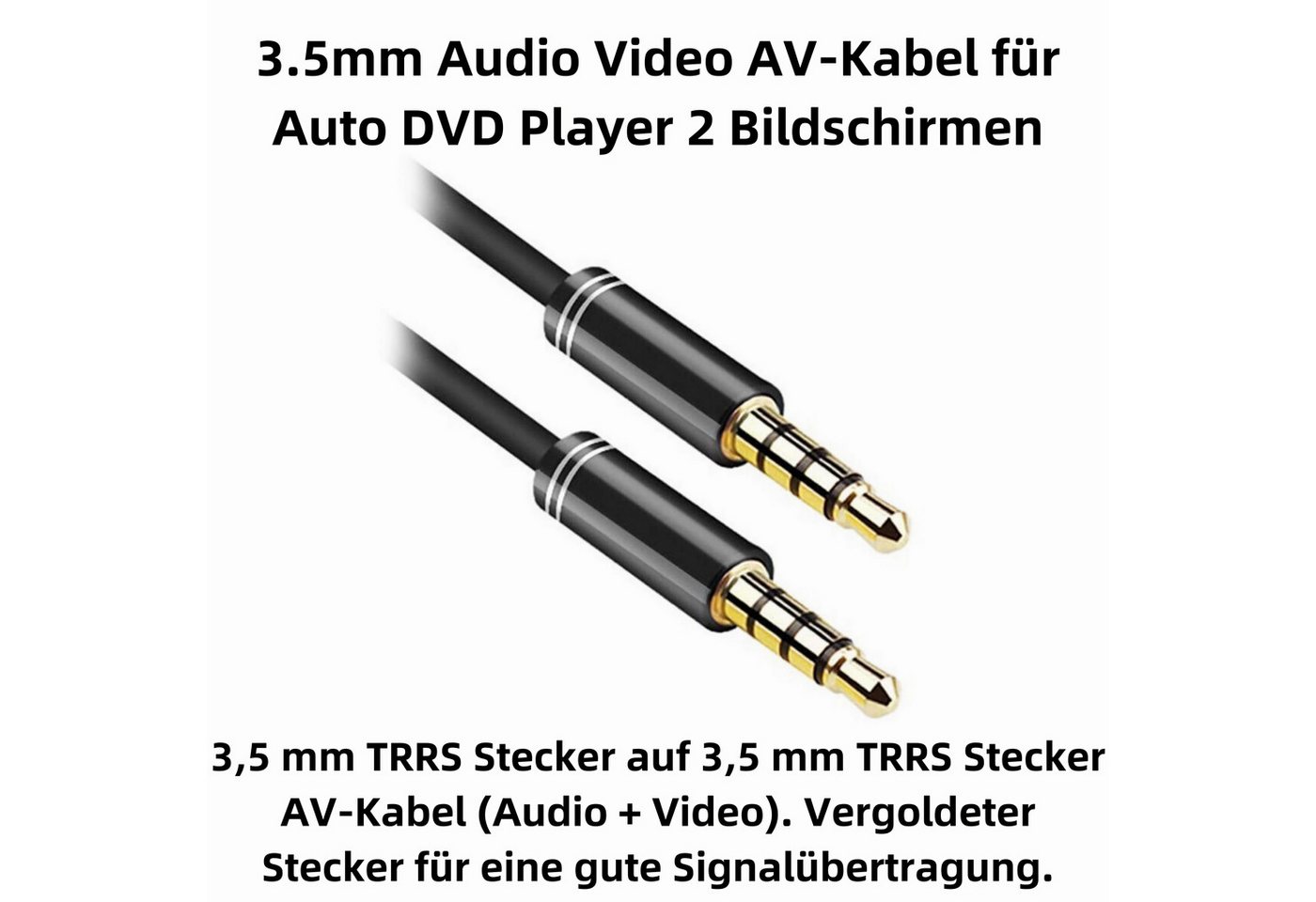 Bolwins F95 3,5mm AV Audio Video Adapterkabel fürs Auto DVD Player Headset Audio- & Video-Kabel, 3,5 mm TRRS Stecker (4-polig), 3,5 mm TRRS Stecker (4-polig) (100 cm), Audio- und Videoübertragung in einem Kabel, vergoldete Kontakte Bild 3