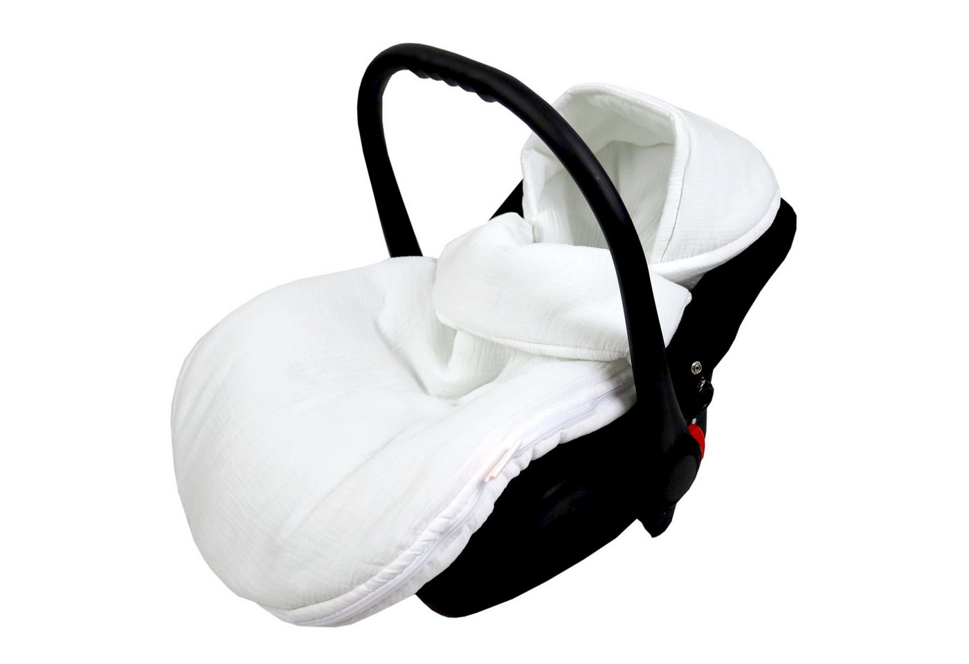 BabyLux Fußsack Sommerfußsack 90cm für Babyschale, Kinderwagen & Buggy Frühling Herbst, Musselin - Weiß Fußsack