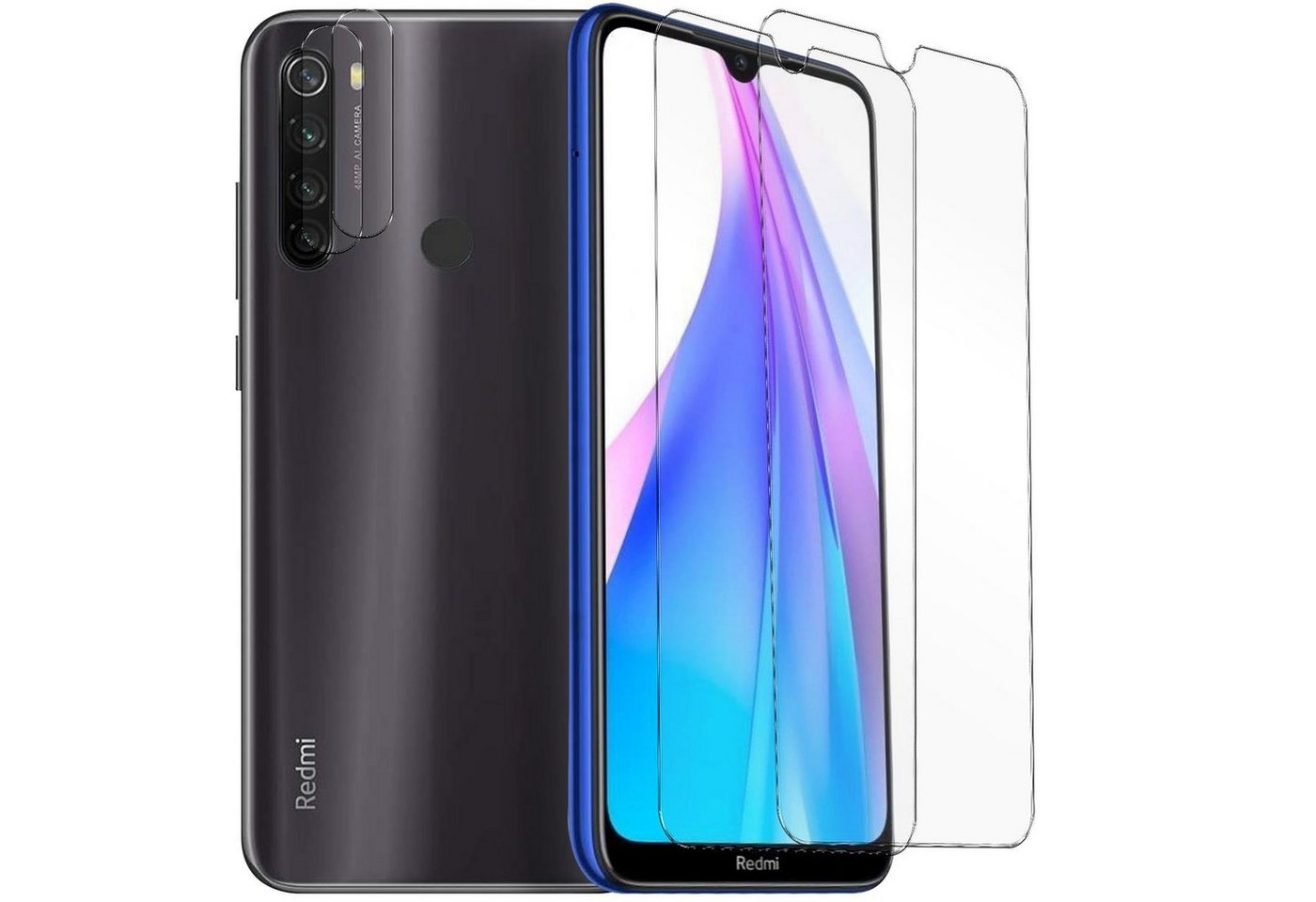 CoolGadget Schutzfolie Panzerfolie für Redmi Note 8T, (Spar-Set 4in1, 2x Displayschutz, 2x Kameraschutz), Panzerglas Schutzfolie für Xiaomi Redmi Note 8T Folie Bild 2