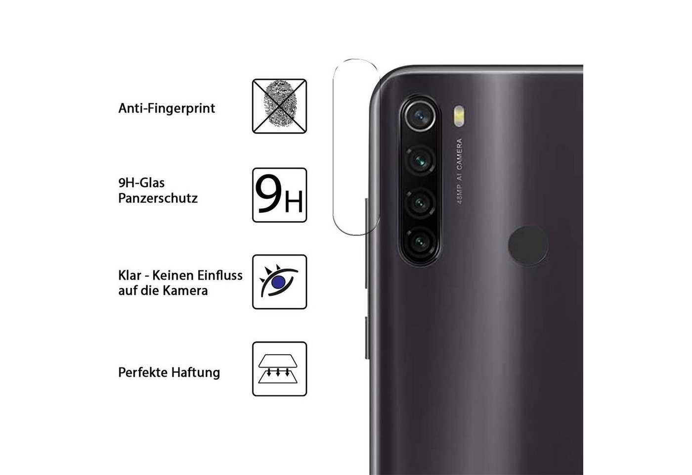 CoolGadget Schutzfolie Panzerfolie für Redmi Note 8T, (Spar-Set 4in1, 2x Displayschutz, 2x Kameraschutz), Panzerglas Schutzfolie für Xiaomi Redmi Note 8T Folie Bild 5