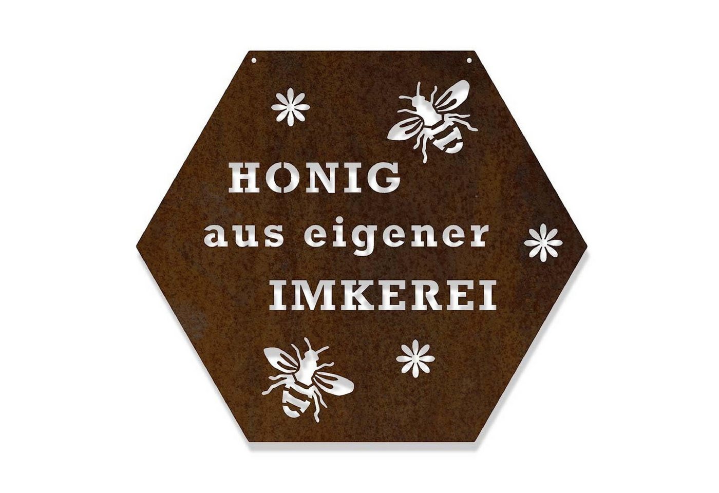 Feuerfest 123 GmbH Hinweisschild Edelrost Honig aus eigener Imkerei 40,0 x 46,2 cm