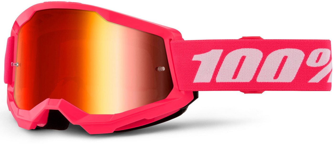 100% Motorradbrille Strata 2 Essential Chrome Motocross Brille, Anti-Beschlag-Beschichtung,Mit Band,Verspiegelt